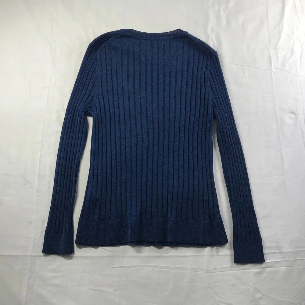 Banana Republic Mens Blue 100% Merino Wool Ribbed Crew Neck Sweater Large